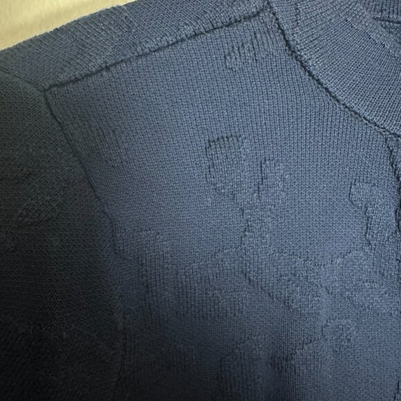 J. Mclaughlin Prima Jacquard Jacket Sweater Size Medium Navy Blue Gold Buttons - Picture 3 of 6